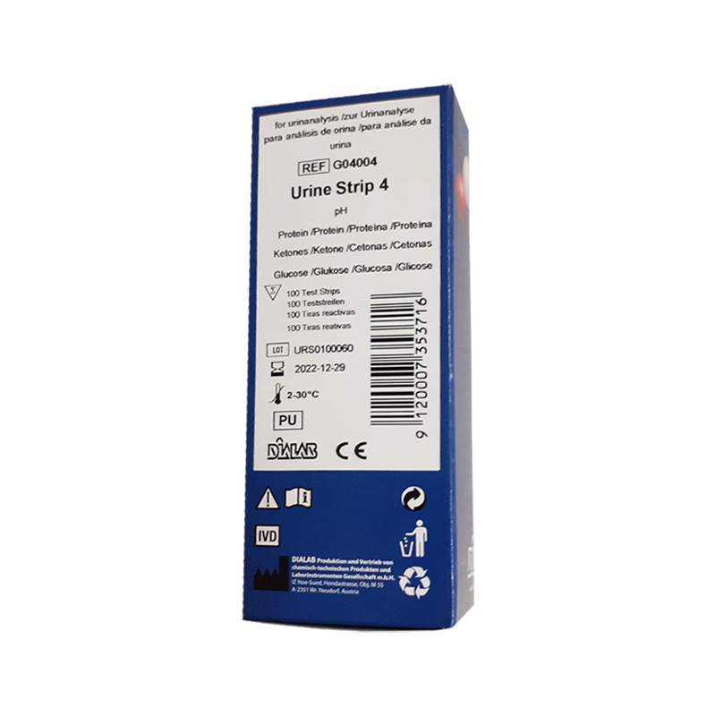 Тест-смужки для експрес аналізу сечі на глюкозу, кетони, pH, білок №100, Dialab